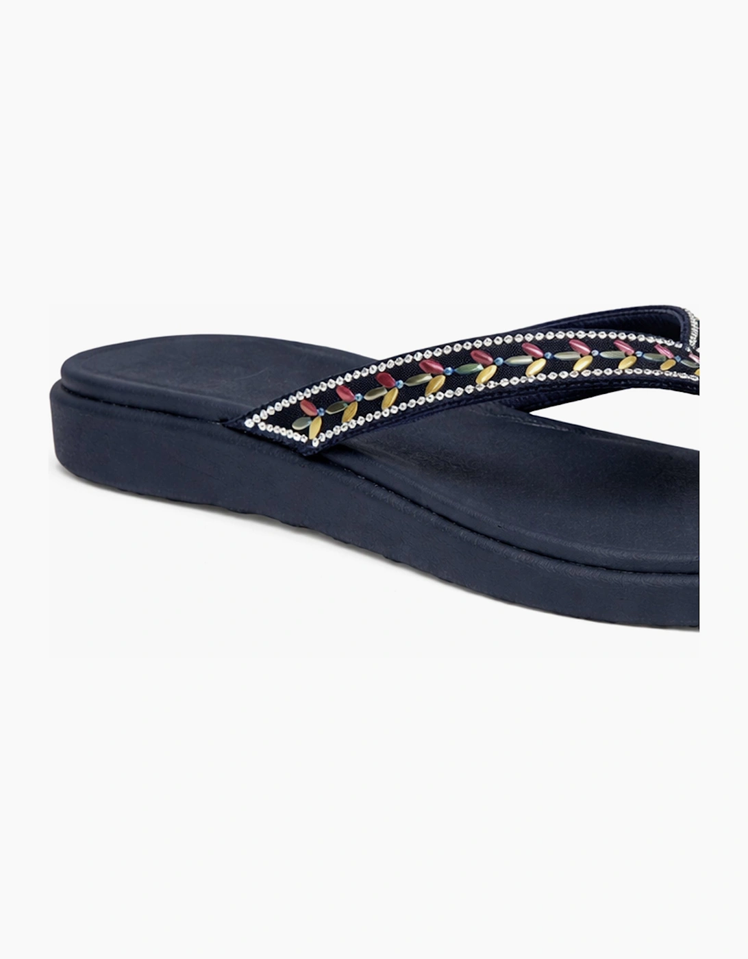 Skechers MEDITATION LUXE - CLASSIC ROM Womens Toe-Post Sandals Navy/Multi