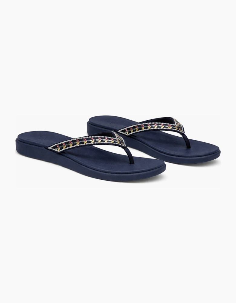 Skechers MEDITATION LUXE - CLASSIC ROM Womens Toe-Post Sandals Navy/Multi