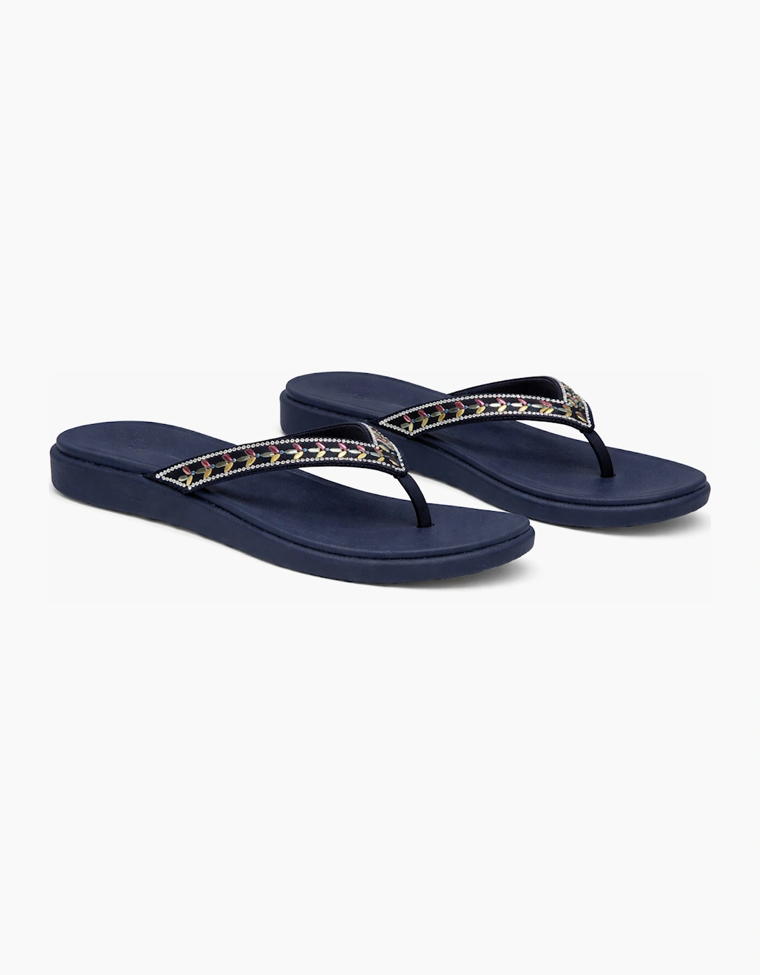 Skechers MEDITATION LUXE - CLASSIC ROM Womens Toe-Post Sandals Navy/Multi