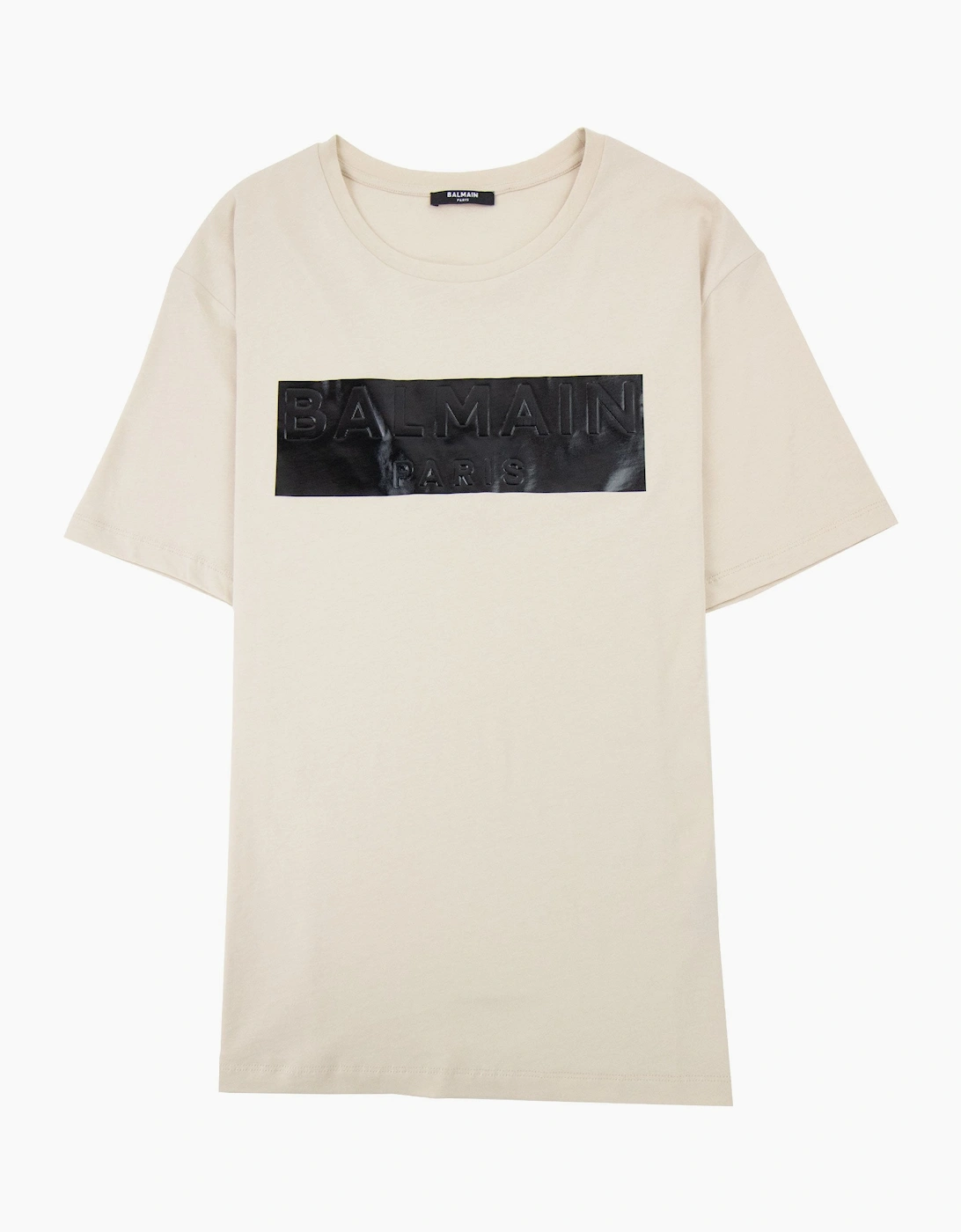 Balmain Men's Balmain Logo Black Print T Shirt Ivory Gfe - Tan