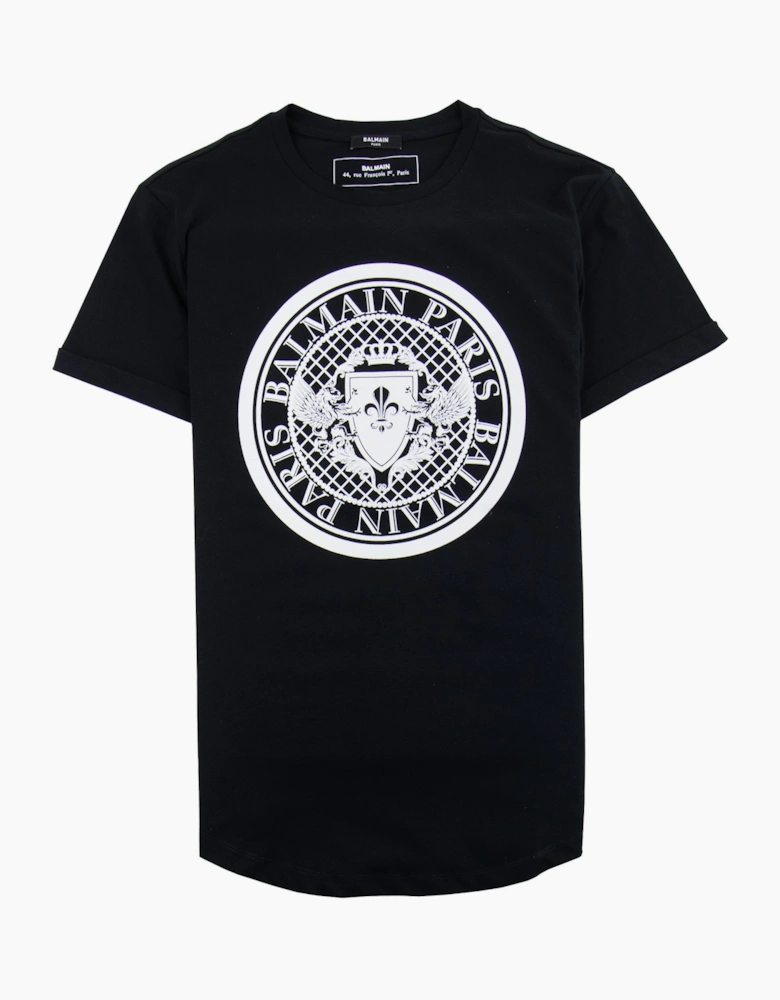 Balmain Cotton T-shirt Velvet Medallion Black
