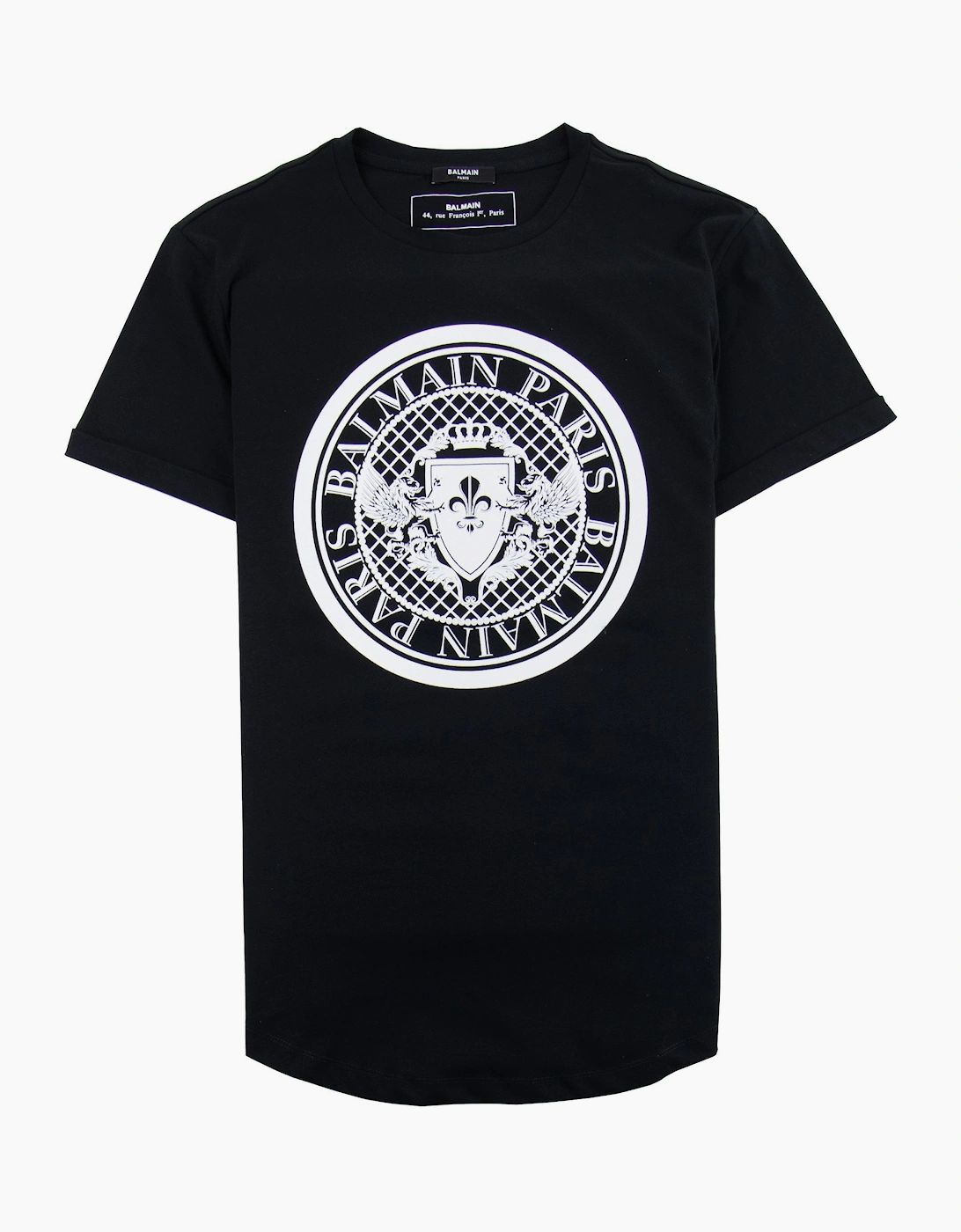 Balmain Cotton T-shirt Velvet Medallion Black