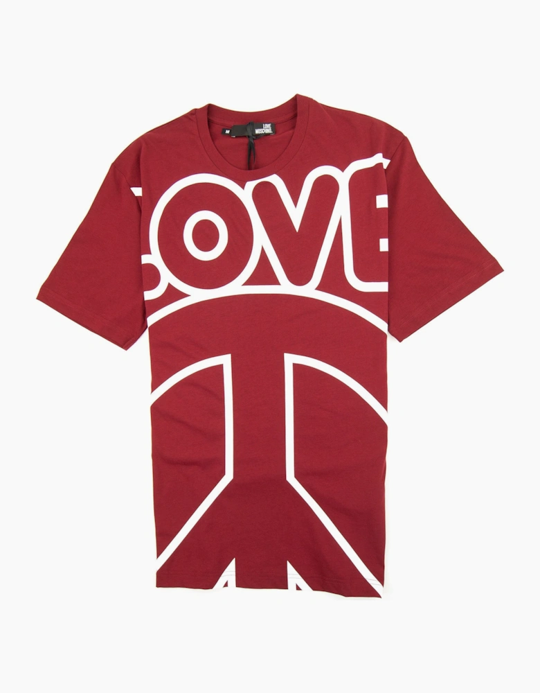 Love Moschino Love Peace Cotton T-shirt Red/white