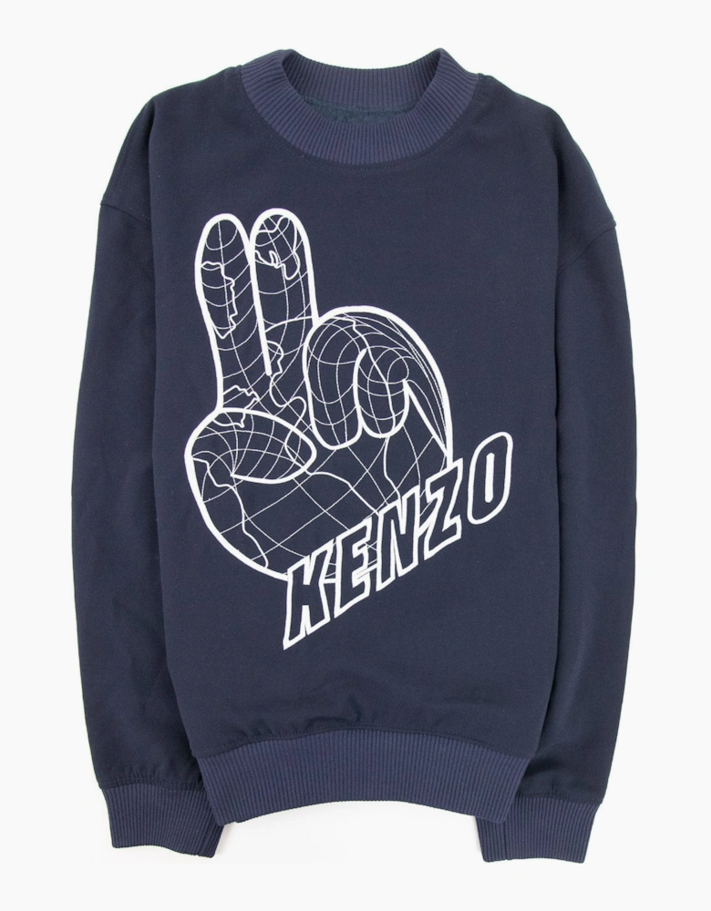Kenzo Embroidered Peace Sign Sweatshirt Marin Blue