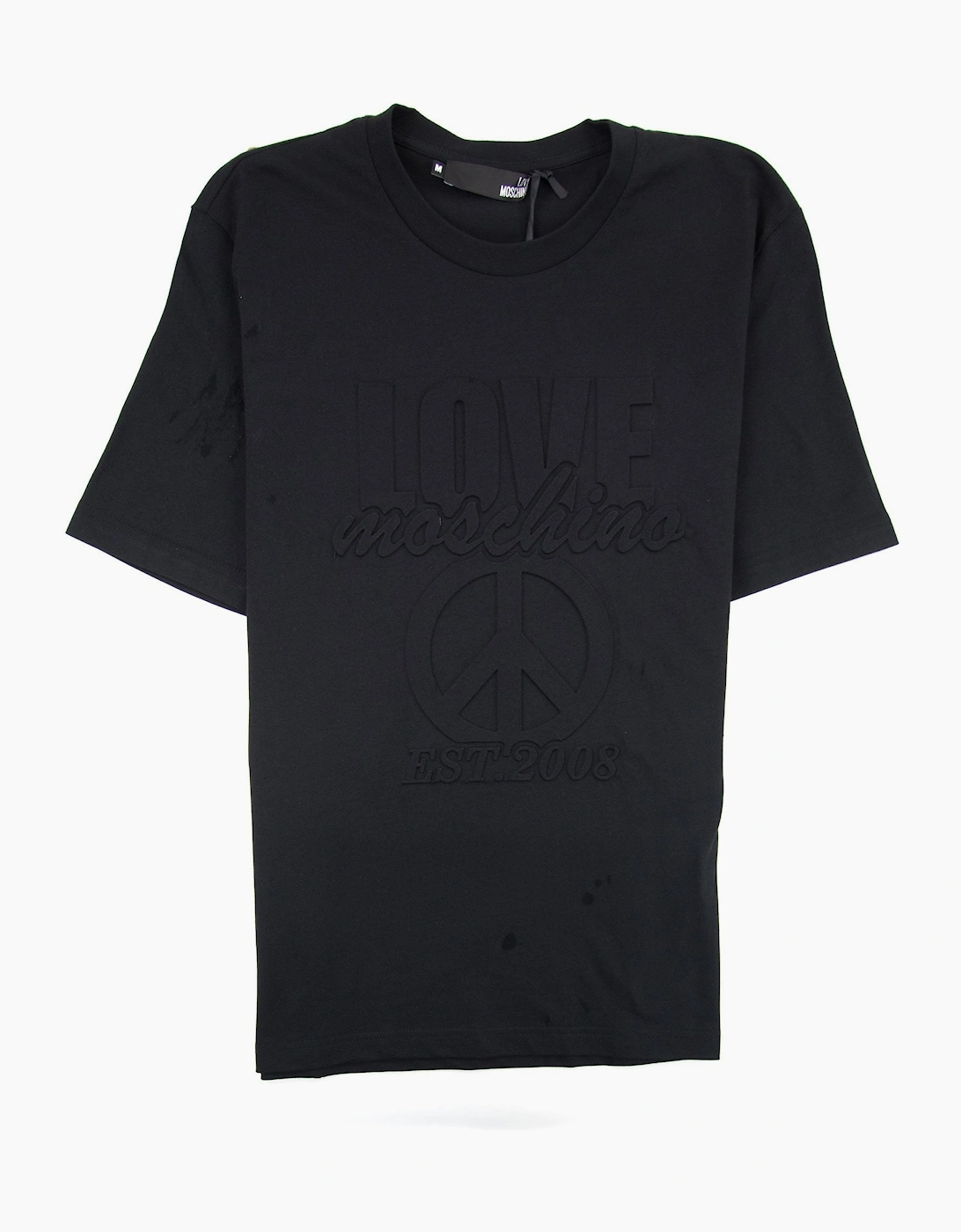 Love Moschino Embossed Peace Logo T-shirt Black