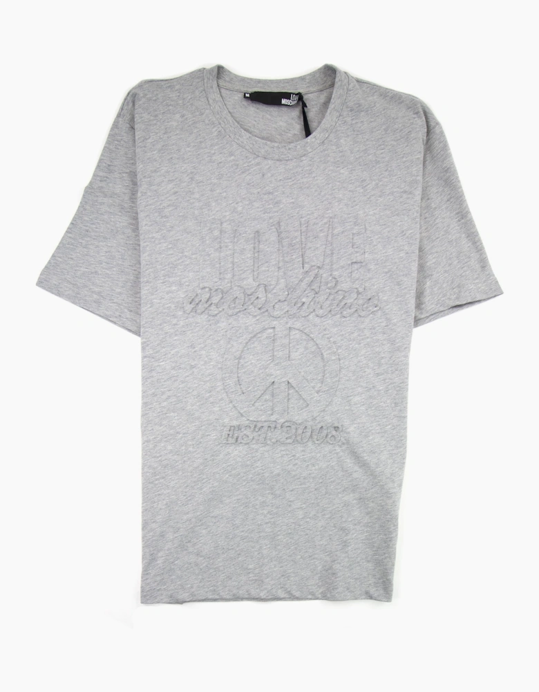 Love Moschino Embossed Peace Logo T-shirt Grey
