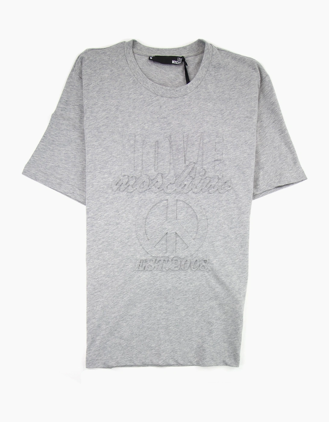 Love Moschino Embossed Peace Logo T-shirt Grey
