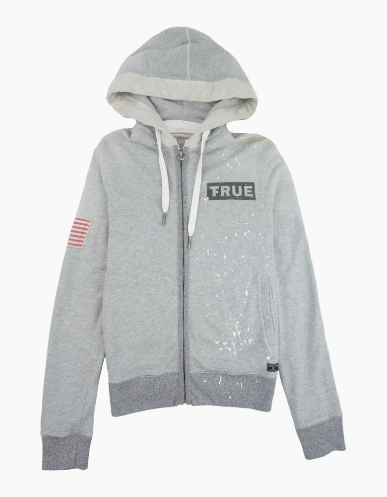 True Religion True Camo Rubber Print Zip Up Hoody Gray Marl Melan