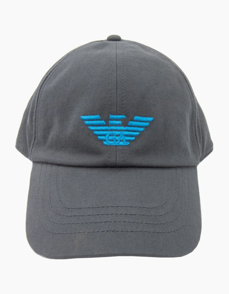 Armani Junior Embroidered Eagle Logo Cap Grey/blue