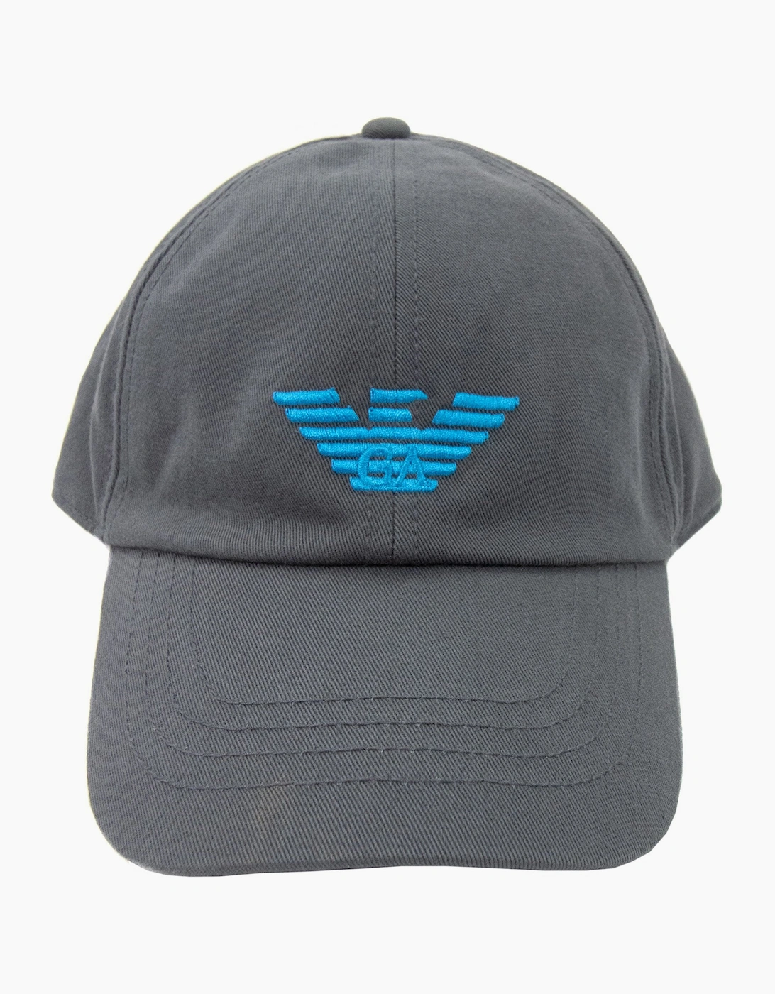Armani Junior Embroidered Eagle Logo Cap Grey/blue