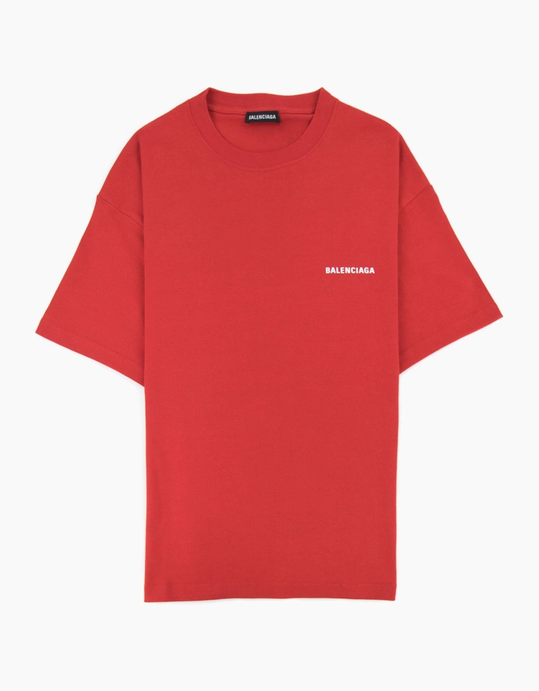 Balenciaga Logo Crewneck T Shirt Red