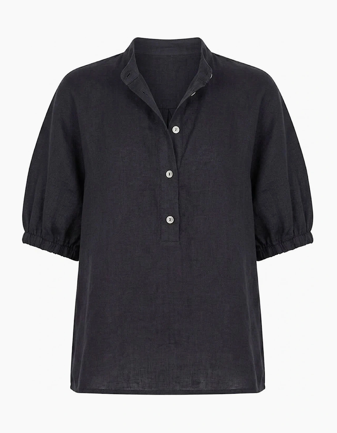 Relaxed Navy Linen Blouse