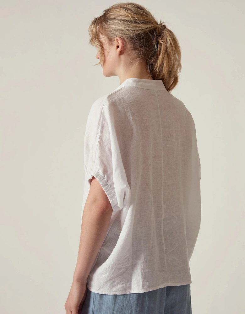 Relaxed White Linen Blouse