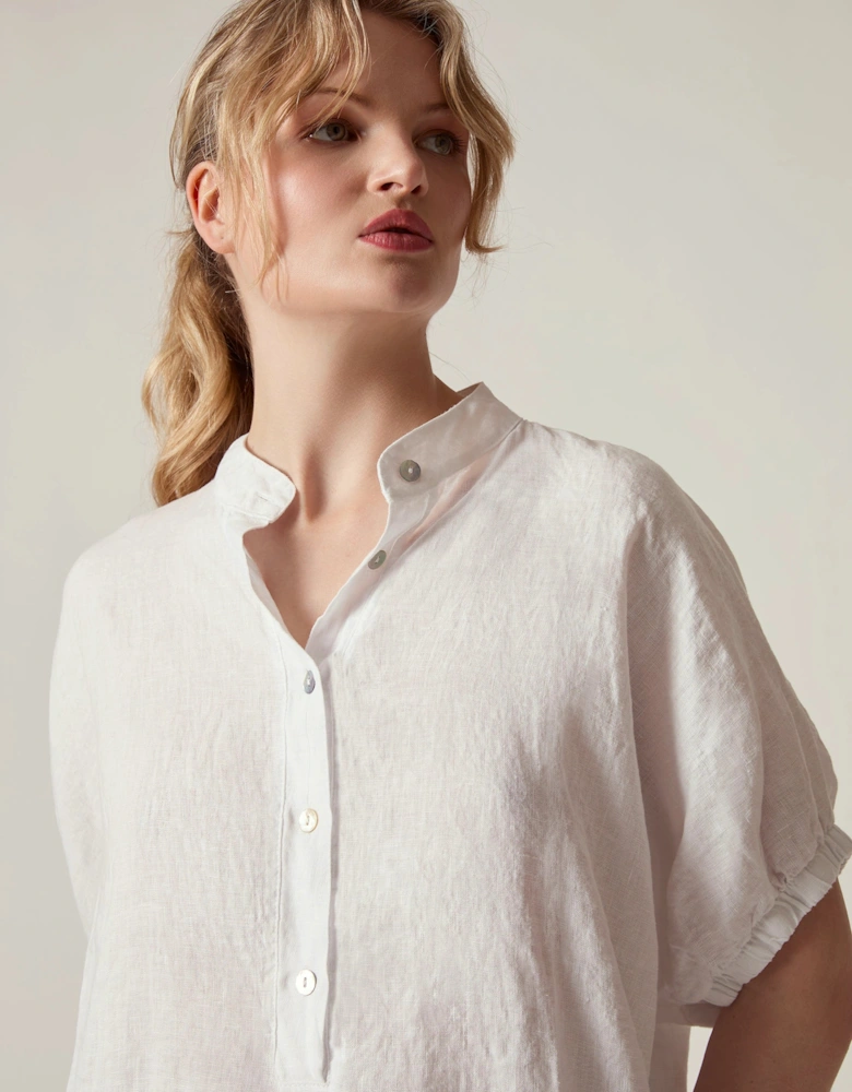 Relaxed White Linen Blouse
