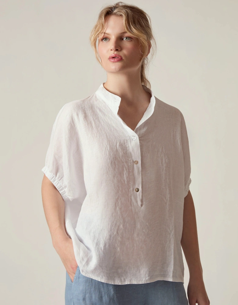 Relaxed White Linen Blouse