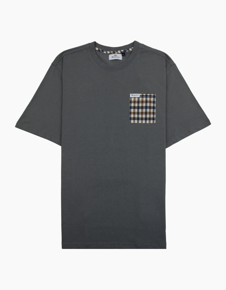 Aquascutum Active Club Check Pocket T Shirt Charcoal