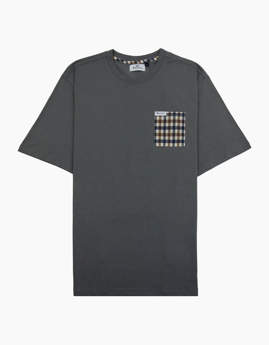 Aquascutum Active Club Check Pocket T Shirt Charcoal