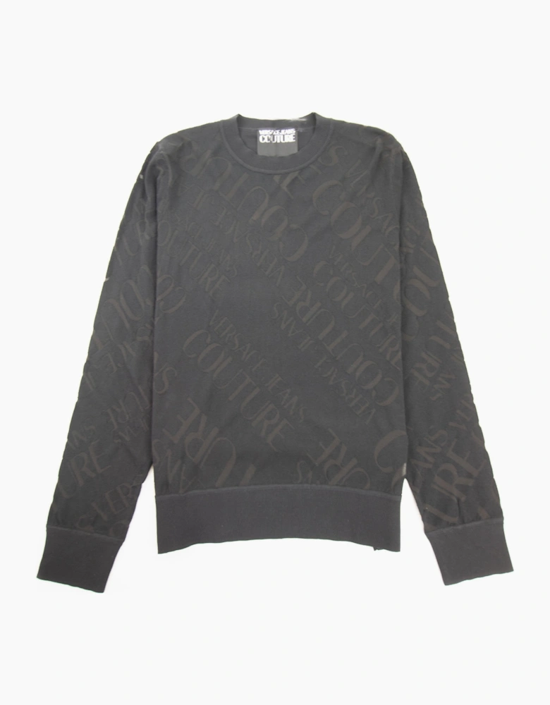 Versace Jeans Couture Embossed Writing Knitted Jumper Black