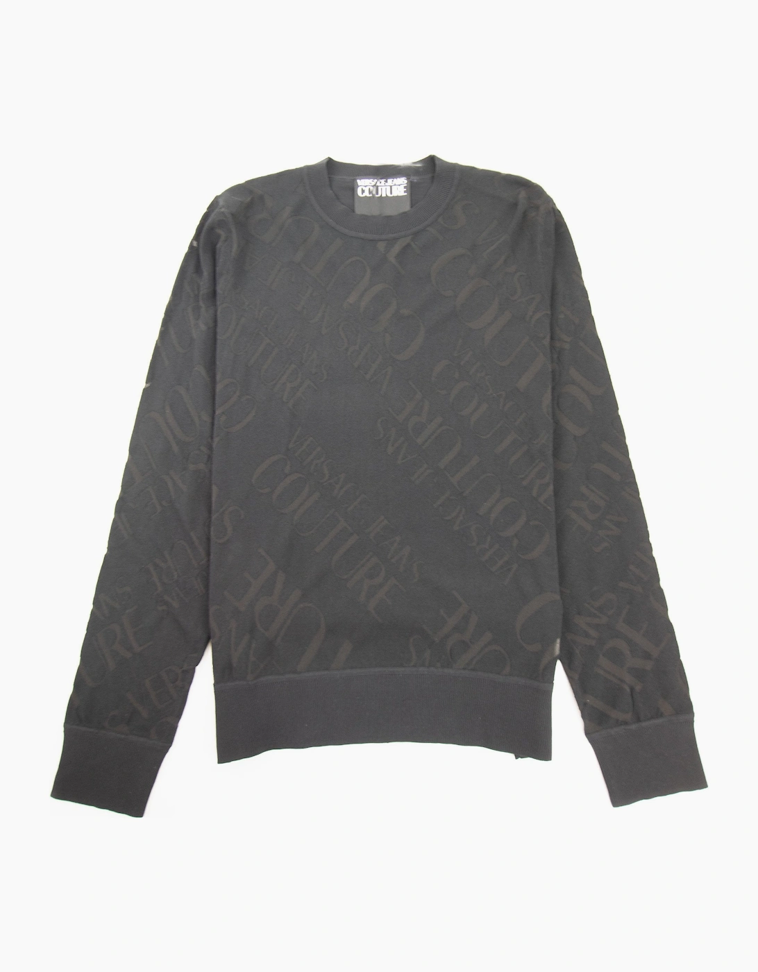 Versace Jeans Couture Embossed Writing Knitted Jumper Black