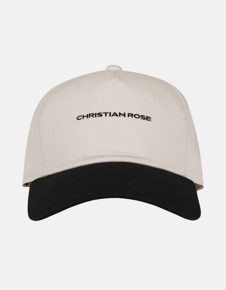 Christian Rose Contrast Unstructured Trucker Cap White Black