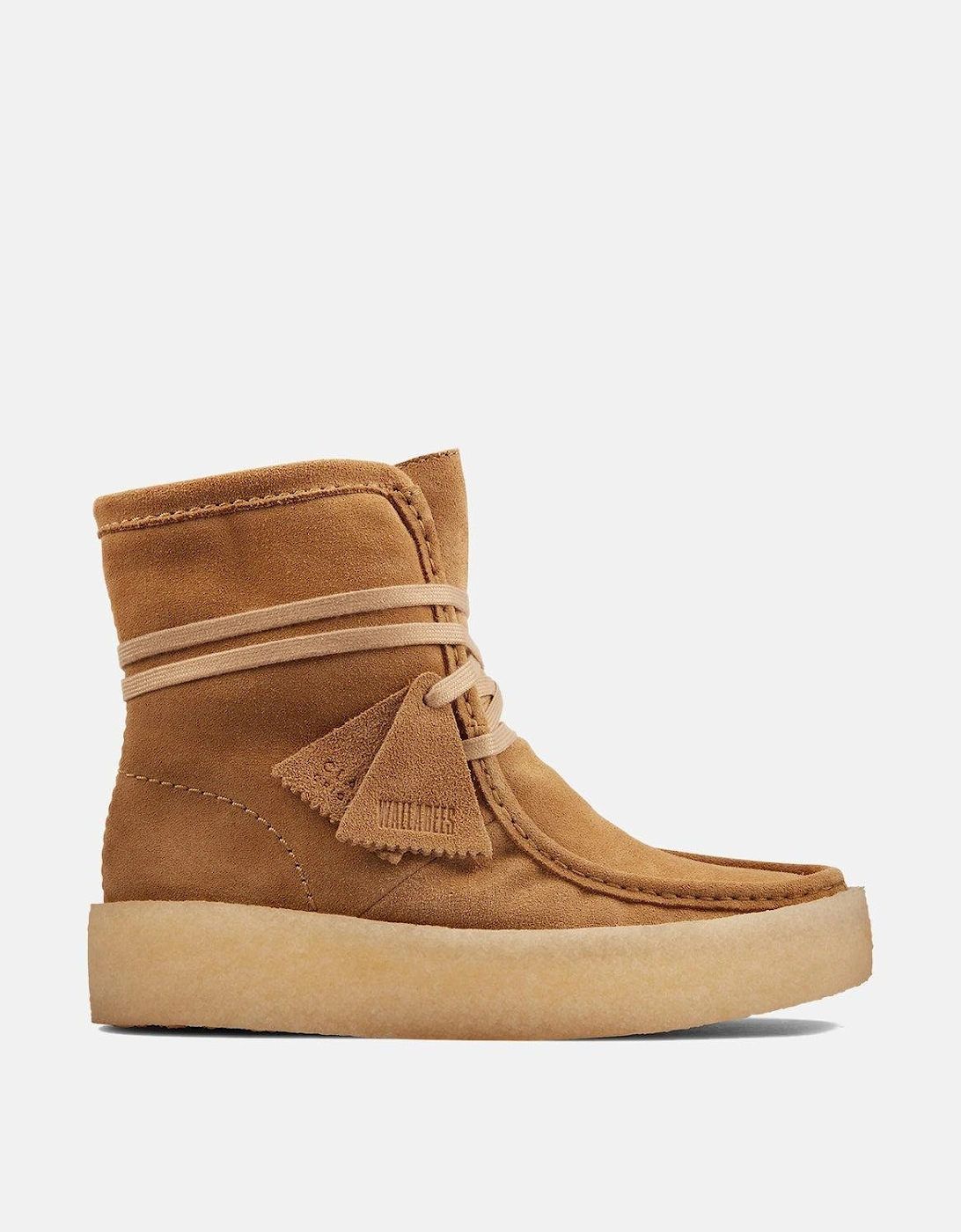 CLARKS ORIGINALS WOMENS WALLABEE CUP HI BOOTS LIGHT TAN SUEDE