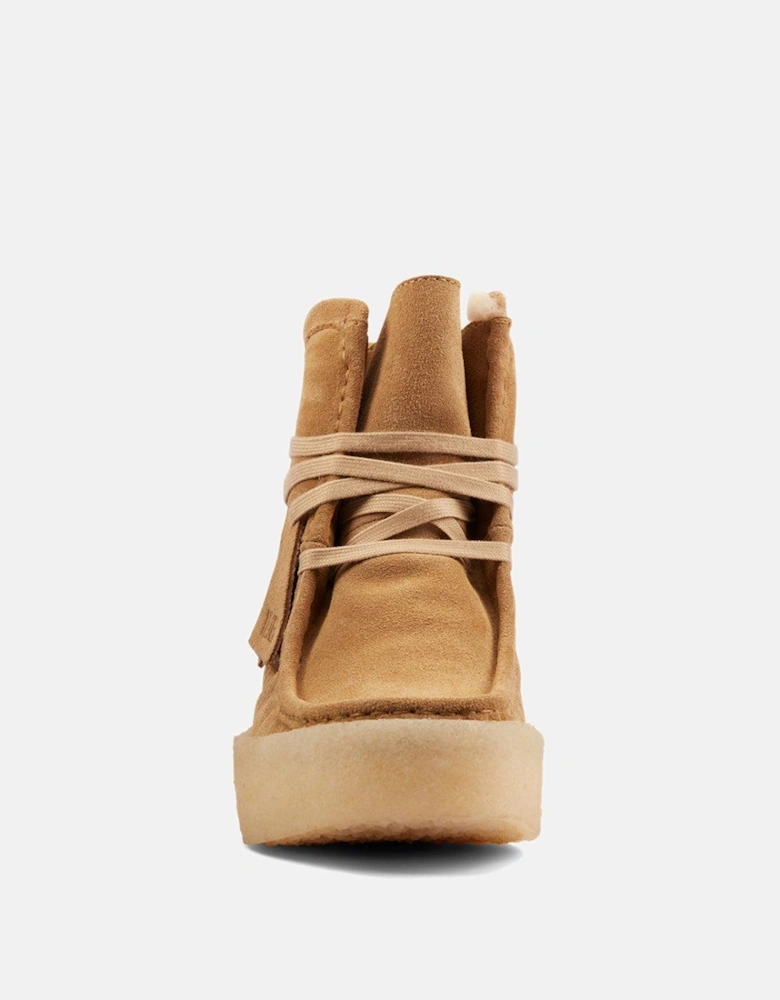 CLARKS ORIGINALS WOMENS WALLABEE CUP HI BOOTS LIGHT TAN SUEDE