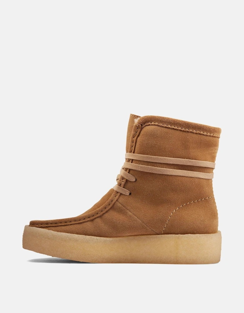 CLARKS ORIGINALS WOMENS WALLABEE CUP HI BOOTS LIGHT TAN SUEDE