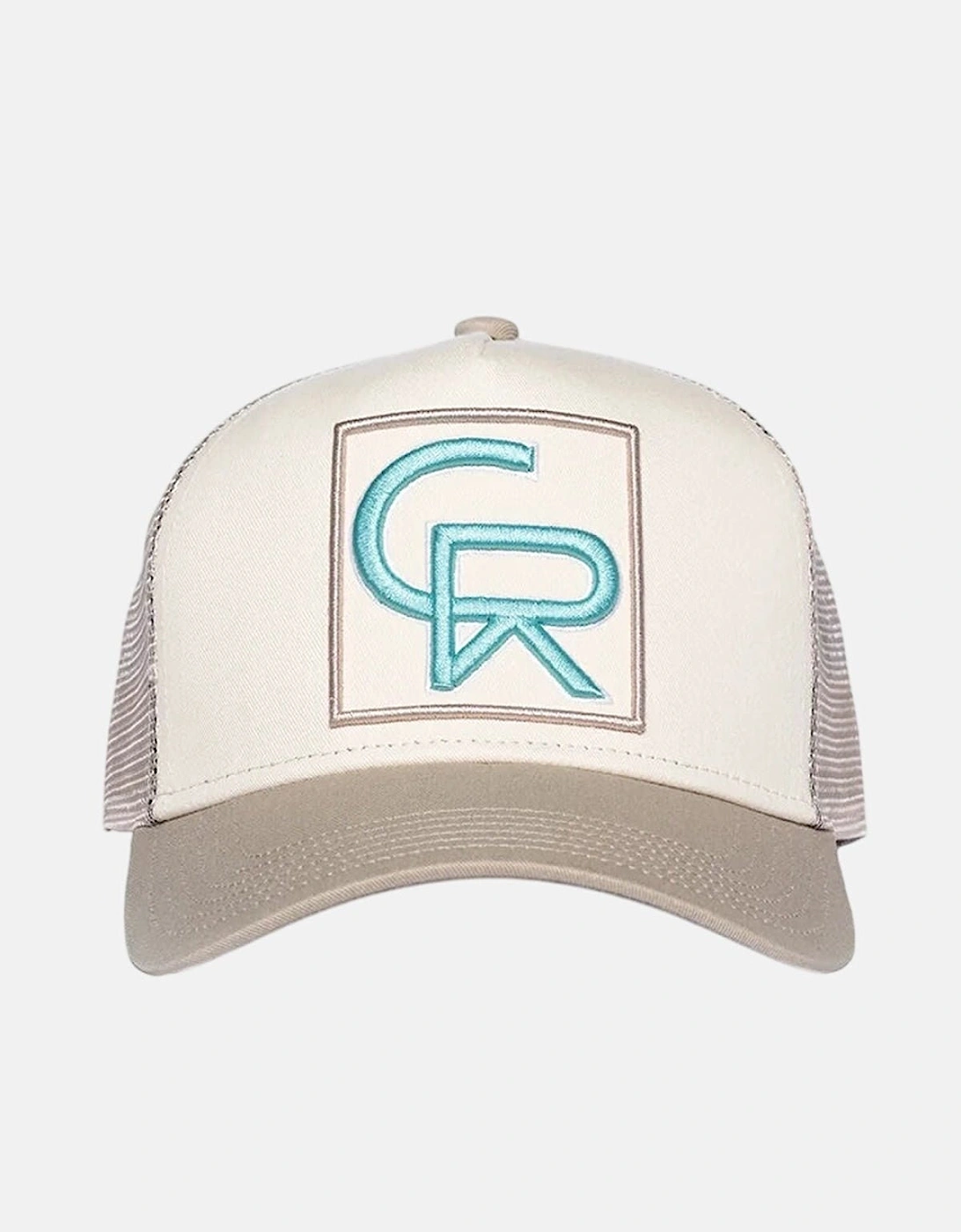 Christian Rose Christian Rose CR Box Logo Trucker Cap Taupe Cream Blue - White