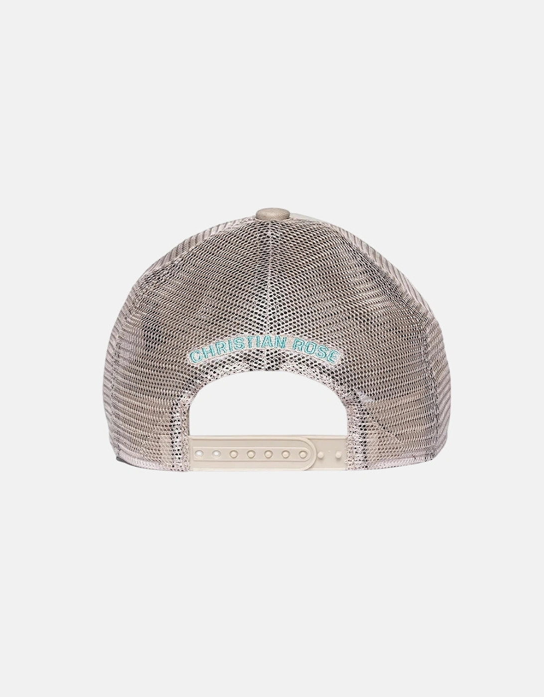 Christian Rose CR Box Logo Trucker Cap Taupe Cream Blue