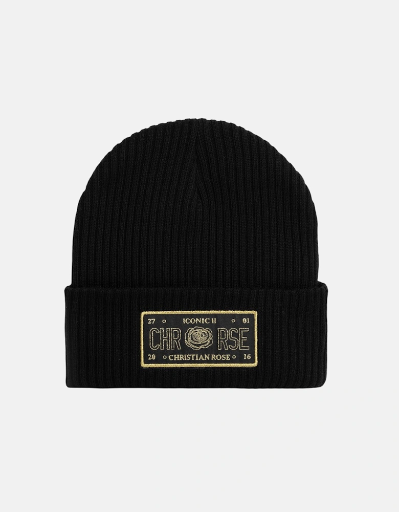 Christian Rose Iconic II Beanie Black Gold Outline