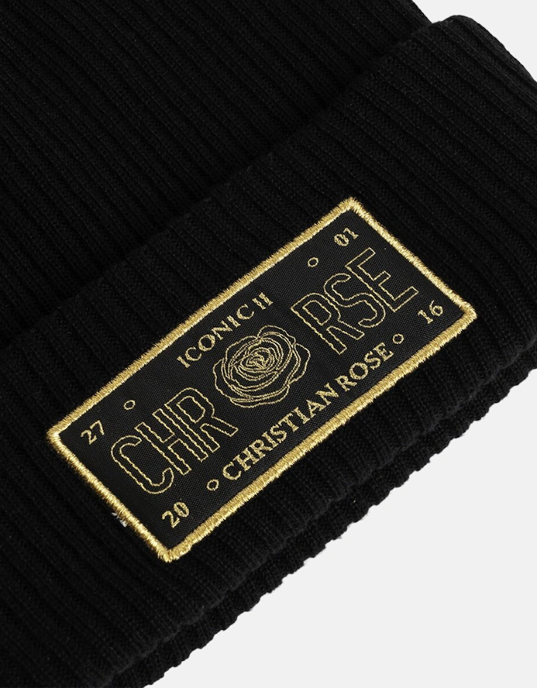 Christian Rose Iconic II Beanie Black Gold Outline