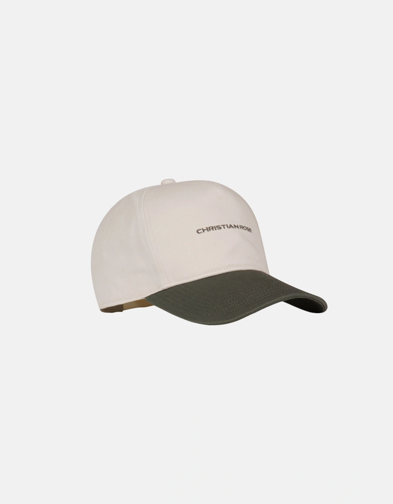 Christian Rose Contrast Unstructured Trucker Cap White Olive