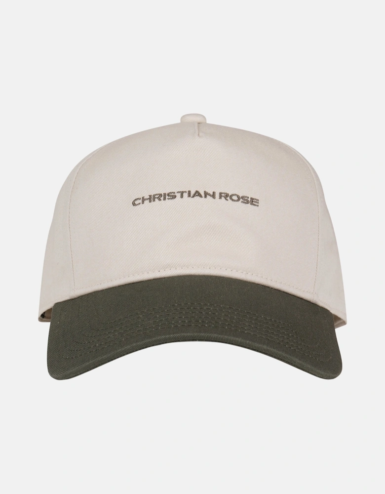 Christian Rose Contrast Unstructured Trucker Cap White Olive
