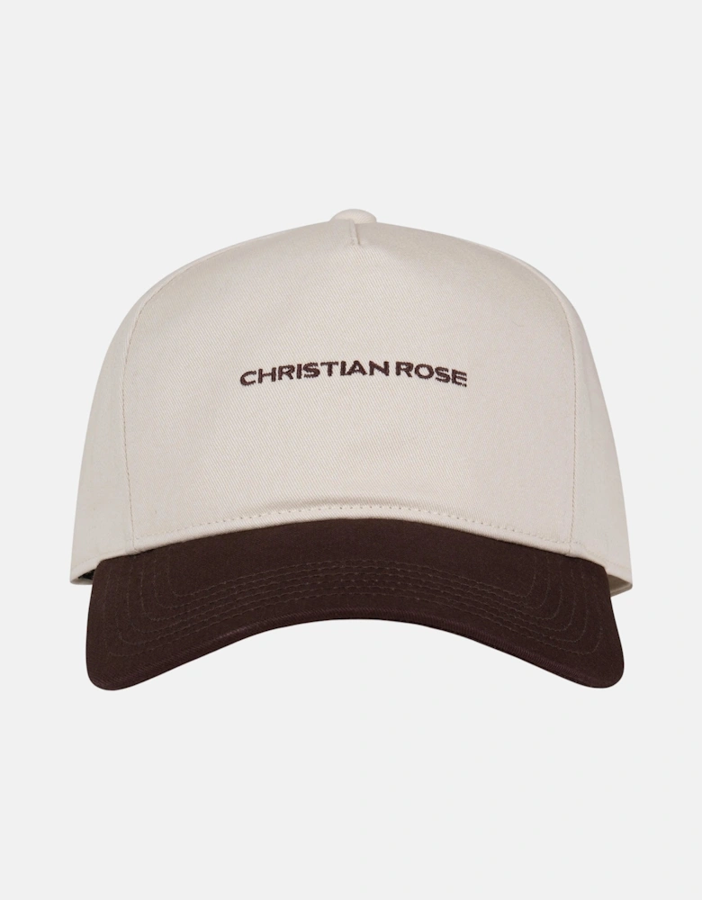 Christian Rose Contrast Unstructured Trucker Cap White Brown
