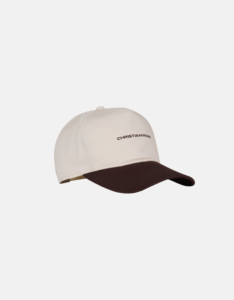 Christian Rose Contrast Unstructured Trucker Cap White Brown