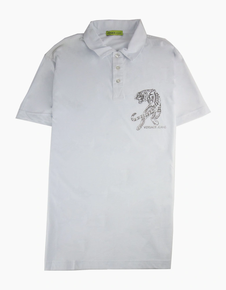 Versace Jeans Lion Printed Logo Cotton Jersey Polo White