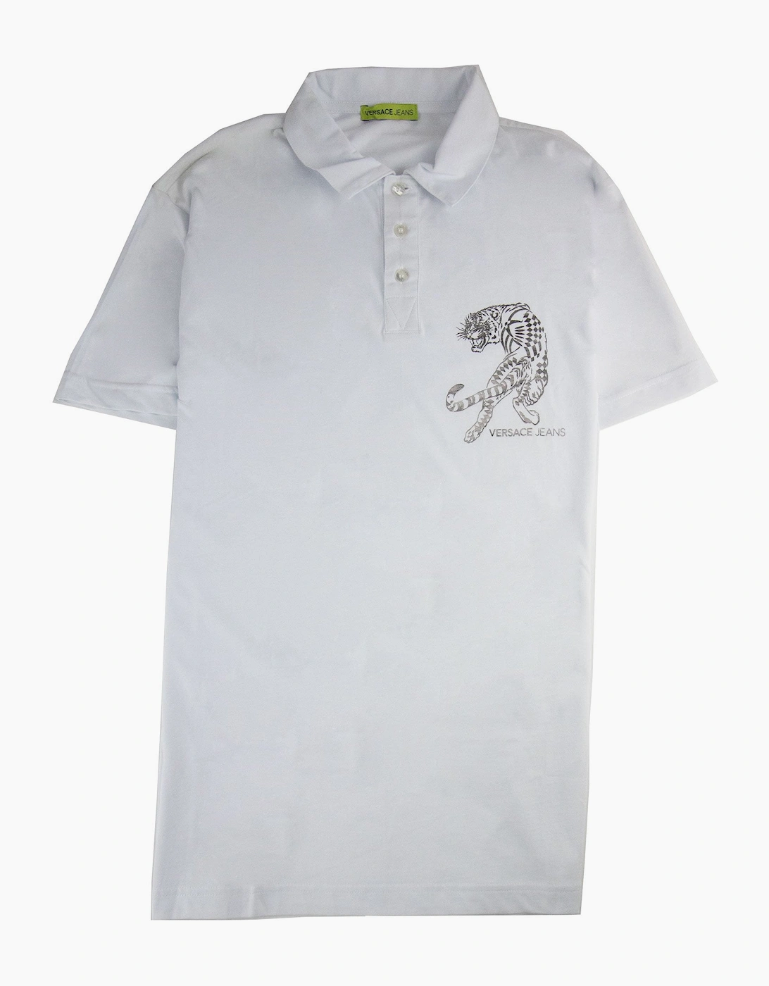 Versace Jeans Lion Printed Logo Cotton Jersey Polo White