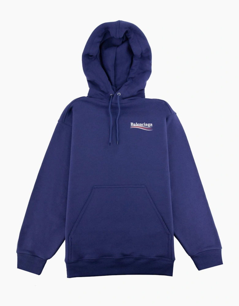 Balenciaga Logo Print Hooded Sweatshirt Blue 1195