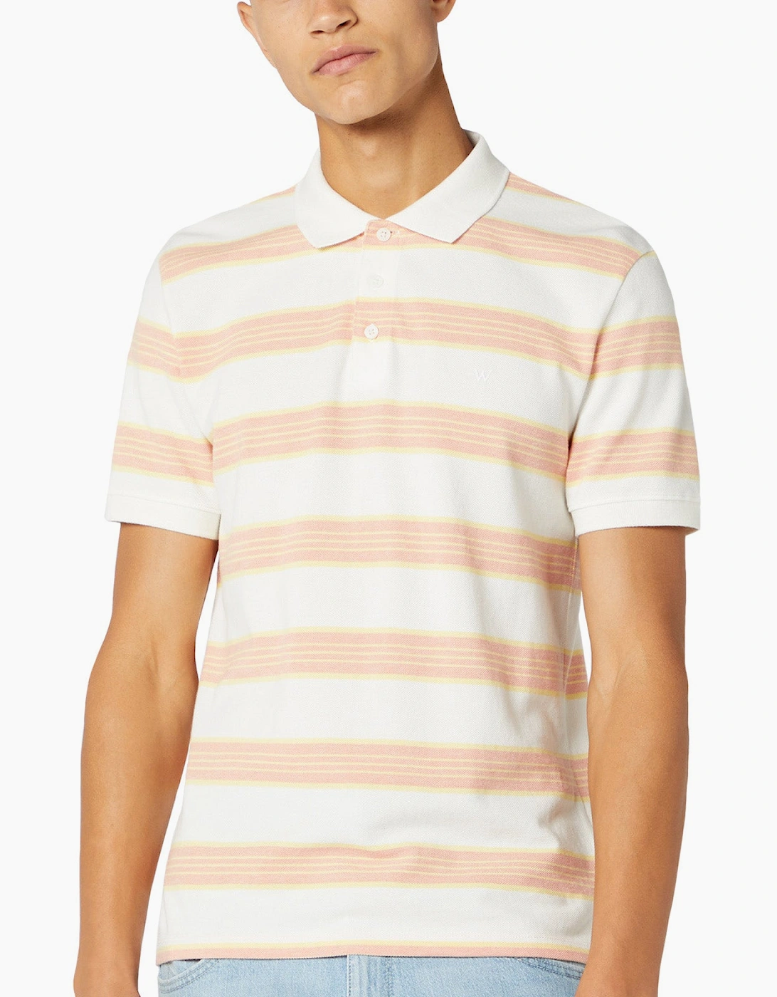 Wrangler Mens SS Stripe Cotton Polo Shirt - Off White, 2 of 1