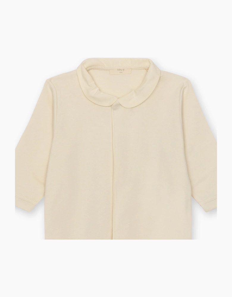 Beige Angel Wing Cotton Babygrow