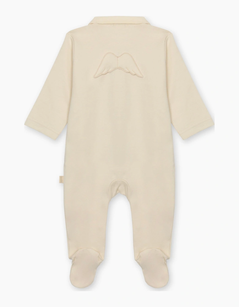 Beige Angel Wing Cotton Babygrow