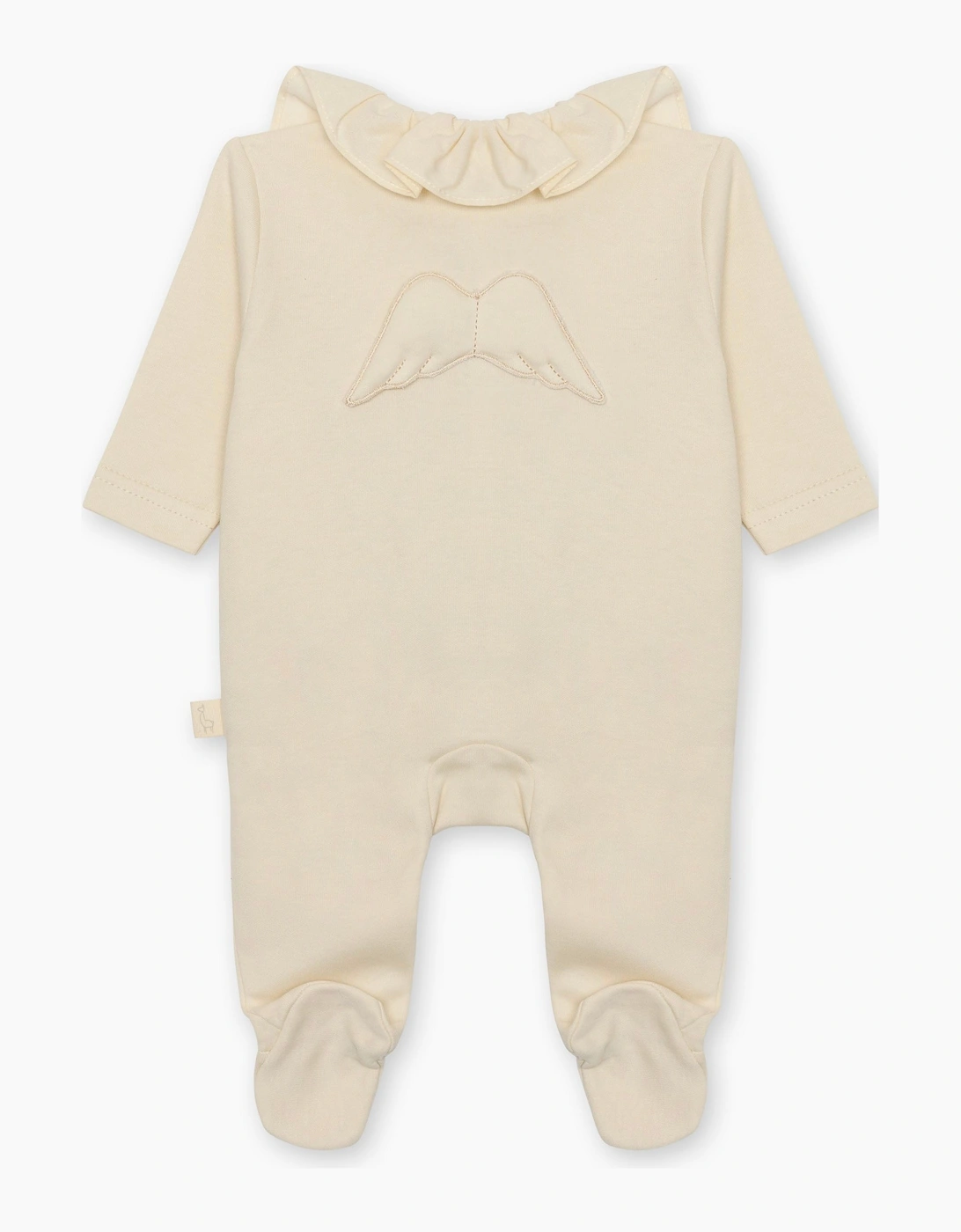 Beige Angel Wing Cotton Frill Babygrow