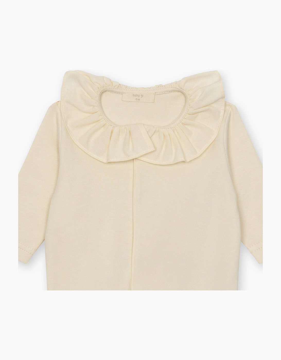 Beige Angel Wing Cotton Frill Babygrow