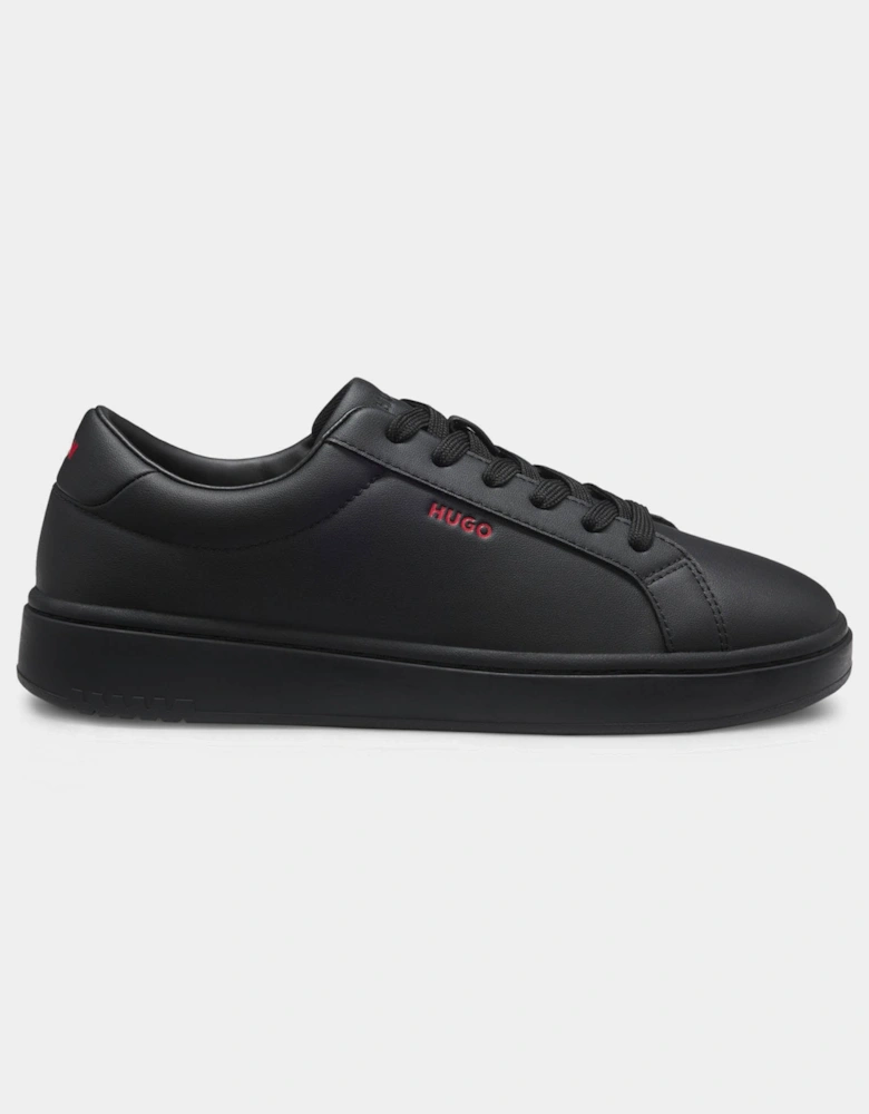 HUGO Neston Mens Contrast-Logo Trainers in Faux Leather - Black 003