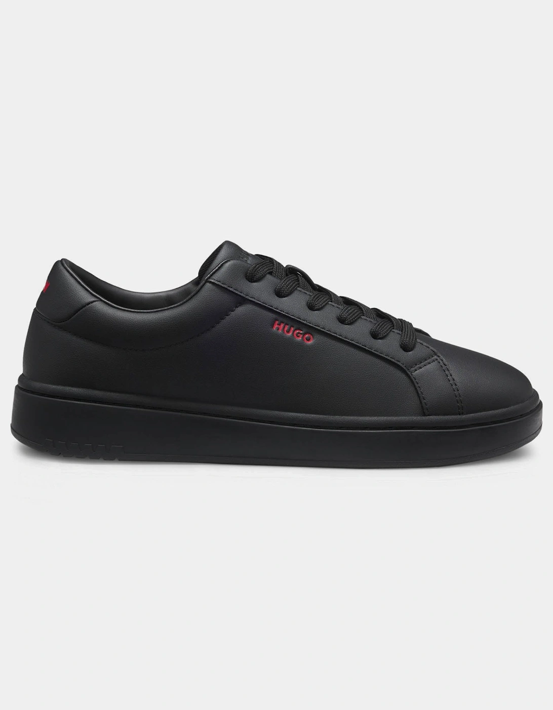 HUGO Neston Mens Contrast-Logo Trainers in Faux Leather - Black 003