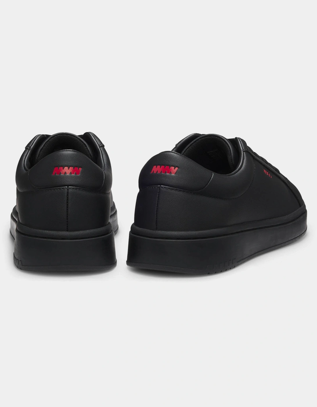HUGO Neston Mens Contrast-Logo Trainers in Faux Leather - Black 003