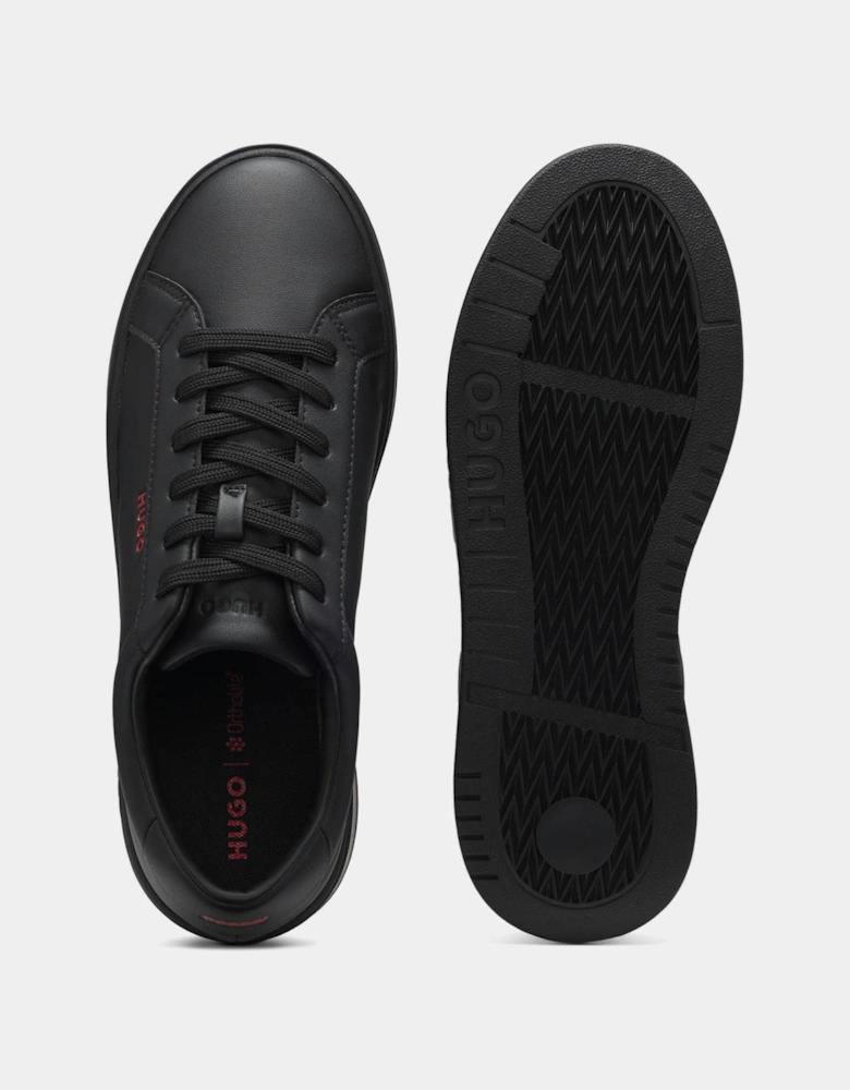HUGO Neston Mens Contrast-Logo Trainers in Faux Leather - Black 003