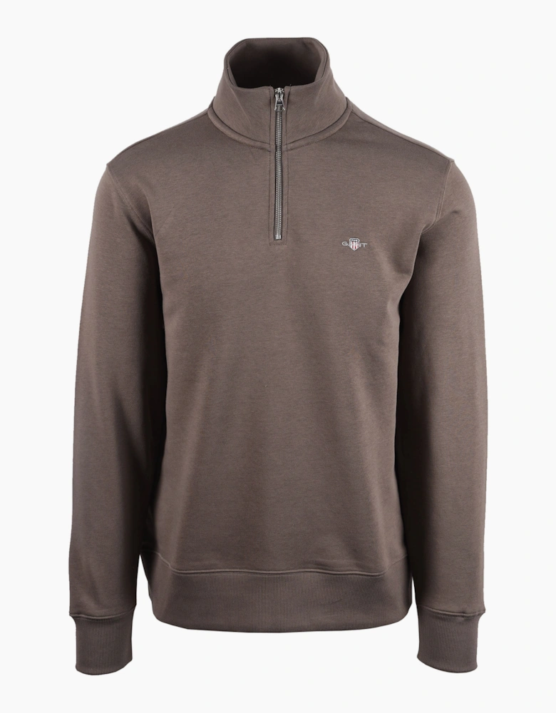 GANT REG SHIELD HALF ZIP SWEATSHIRT FADED TAUPE