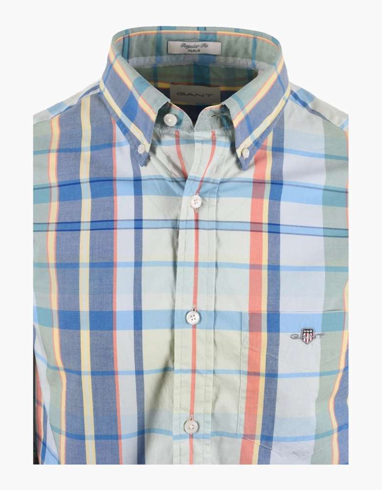 GANT REG POPLIN MULTICHECK SHIRT MISTY MINT