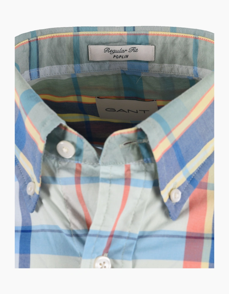 GANT REG POPLIN MULTICHECK SHIRT MISTY MINT